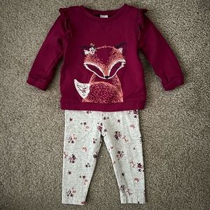 Carter’s Infant girl’s Fox sweater & pants set 12m